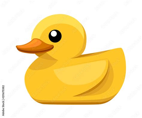 Yellow rubber duck. Cartoon cute ducky for bath. Flat vector illustration isolated on white ...