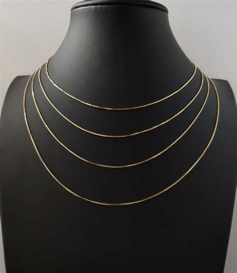 Solid 14K Gold Box Chain Necklace14k Gold Necklacewomenreal - Etsy