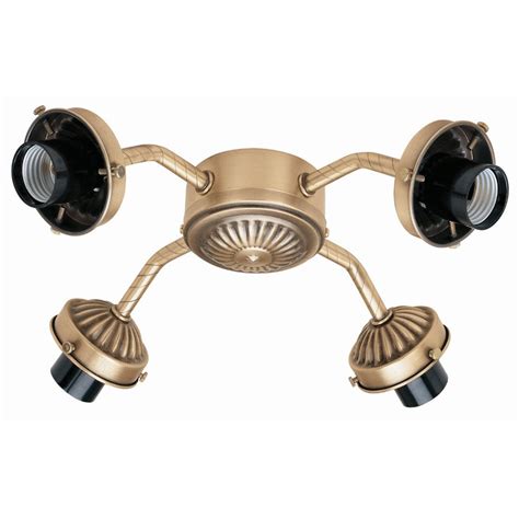 Hunter 4-Light Antique Brass Incandescent Ceiling Fan Light Kit at Lowes.com