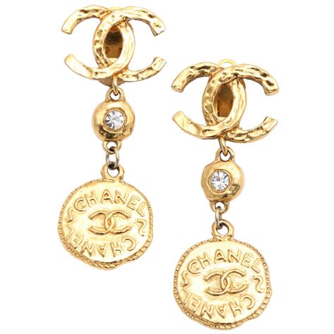 Chanel Long Coin Dangling Earrings with CC at 1stDibs | cc dangle earrings, chanel coin earrings