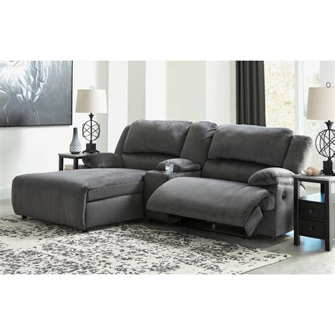 Clonmel Power Reclining Sectional w/ Chaise & Console by Signature ...