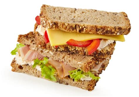 Healthy Wholegrain Bread Sandwiches Stock Photo - Image of wholewheat, brown: 123847664