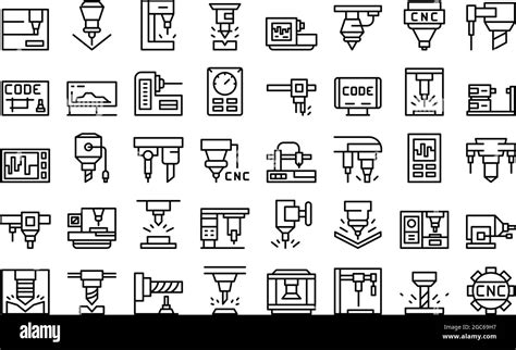 Cnc machine icons set outline vector. Mill controller. Industrial tool Stock Vector Image & Art ...