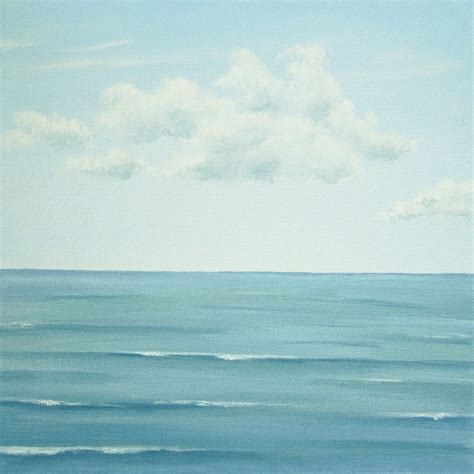 Original Seascape Painting, Calm Sea, Ocean Painting, Blue Sky Fine Art, Skyscape, Blue Water ...