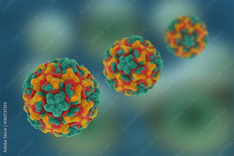 Rhinoviruses are the predominant cause of the common cold. 3D illustration Stock Illustration ...