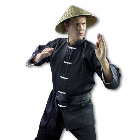 Deluxe Kung Fu Costume - Kungfu Halloween Costumes - Coolie Hat Costume