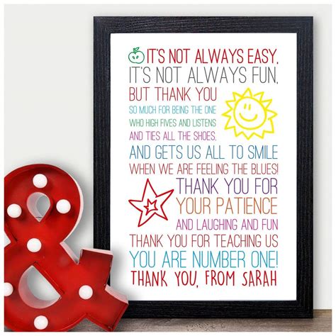 Thank You Teacher Gift, Personalised Poem Gift for Teachers, Best Teacher Gift - Thank You Gifts ...