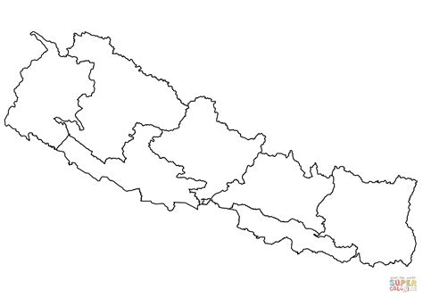 Outline Map of Nepal with Regions coloring page | Free Printable Coloring Pages