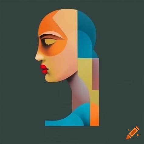 Abstract minimalist cubism portrait