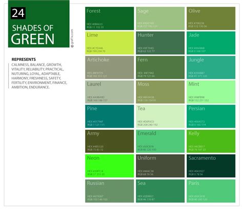 24 Shades of Green Color Palette – graf1x.com