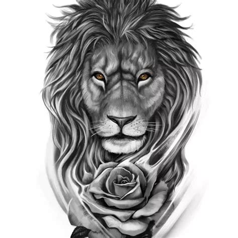 A design for his lower arm, He want a detailed lion and a rose design | Lion head tattoos, Lion ...