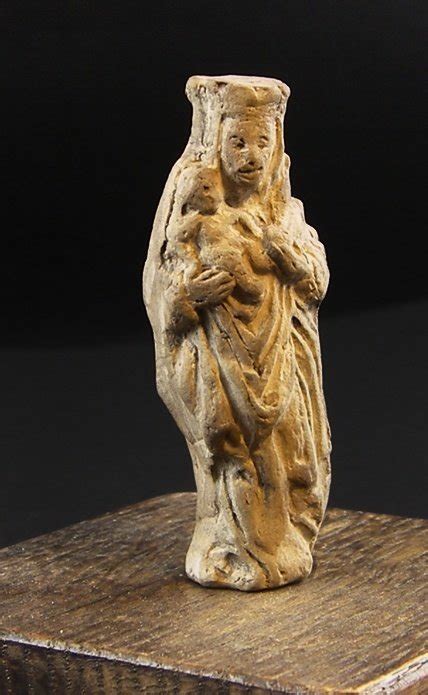 Ancient Early Christian small-sized tufa sculpture, Madonna with Child ...