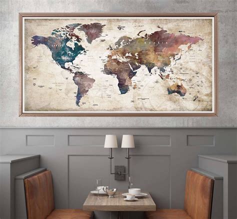 Large World Map Poster Printworld Map Wall Artworld Map Art - Etsy