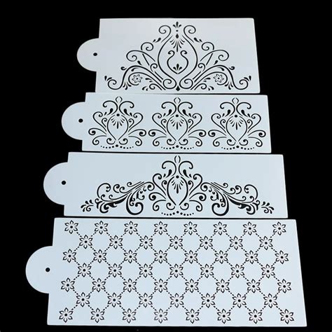 4PCS/set Princess Lace Cake Stencil Set, Cake Craft Stencils, Fondant Cake Border Stencils Set ...