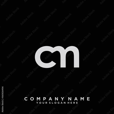 Initial letter CM logo vector black and white Stock Vector | Adobe Stock