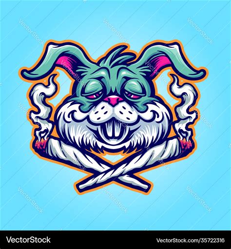 Rabbit cannabis joint weed smoke graphic Vector Image