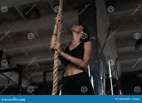 Fitness Rope Climb Exercise in Fitness Gym Workout Stock Photo - Image of club, muscular: 165533802