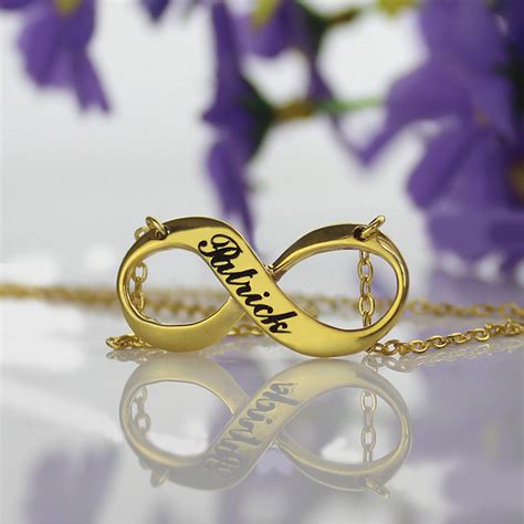 Infinity Symbol Jewelry Necklace Engraved Name 18K Gold Plated