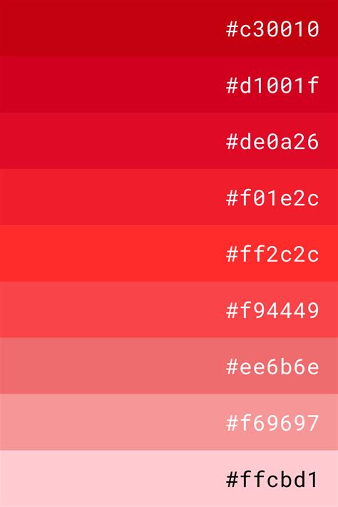 Red color palette | Hex color palette, Red colour palette, Red color hex