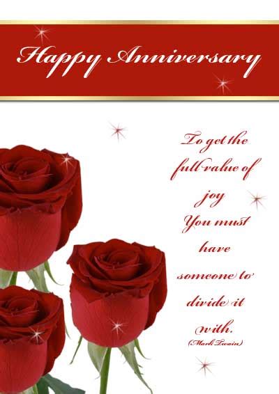 Free Printable Roses Anniversary Cards