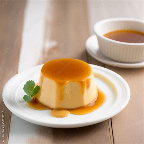 flan recipe with caramel sauce illustration images "Generative AI" Stock Illustration | Adobe Stock