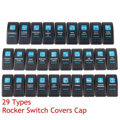 1pcs Boat Car Truck Carling Rocker Switch Covers Cap Blue Window Labeled Led Arb Rocker Switch ...