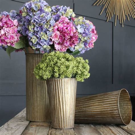 set of three galvanised metal flower buckets by ella james ...