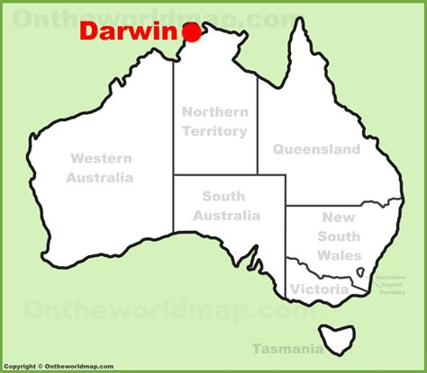 Darwin location on the Australia Map - Ontheworldmap.com