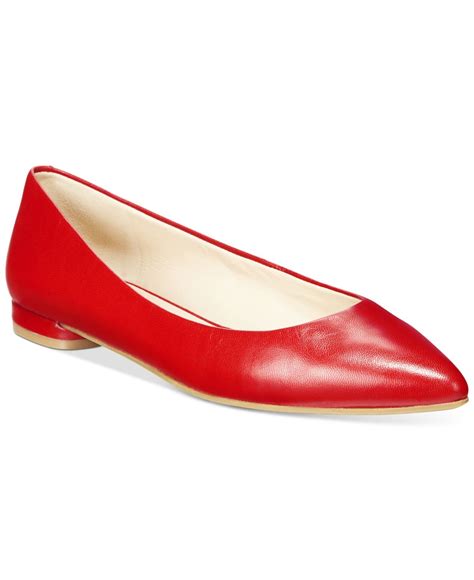 Nine west Onlee Pointed-toe Flats in Red (Natural Leather) | Lyst