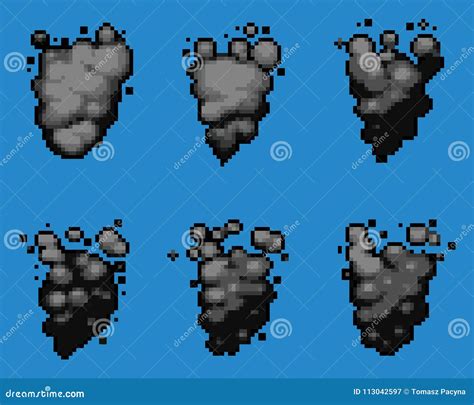 Pixel Art Smoke Animation Vector Frames For Game Design | CartoonDealer.com #217042370