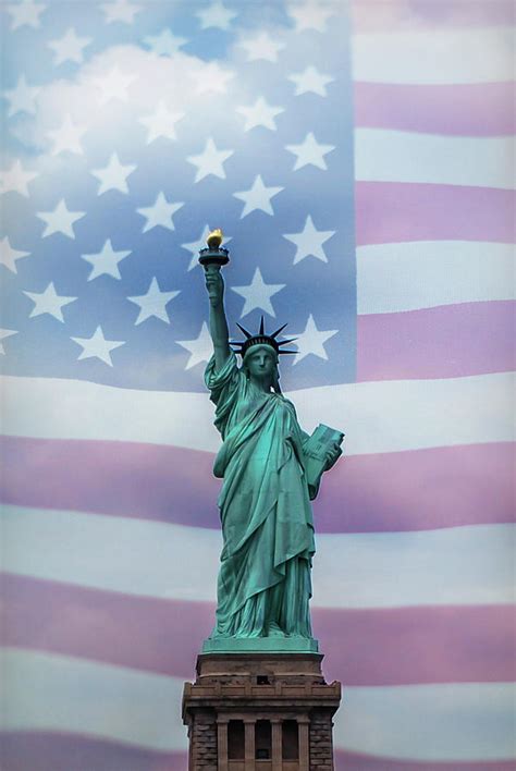 Statue of Liberty American Flag Photograph by Terry DeLuco - Pixels