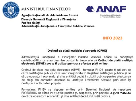 ANAF (info 2023) – ordinul de plată multiplu electronic (OPME) | CabinetExpert.ro - blog ...