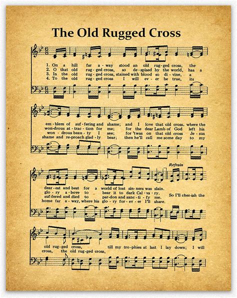 Buy The Old Rugged Cross Hymn Print Old Rugged Cross Hymnal Prints Hymn Wall Art Hymn Scripture ...