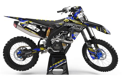 Custom dirt bike Graphics kit SUZUKI JUST1 BLACK | custom-graphics-mx