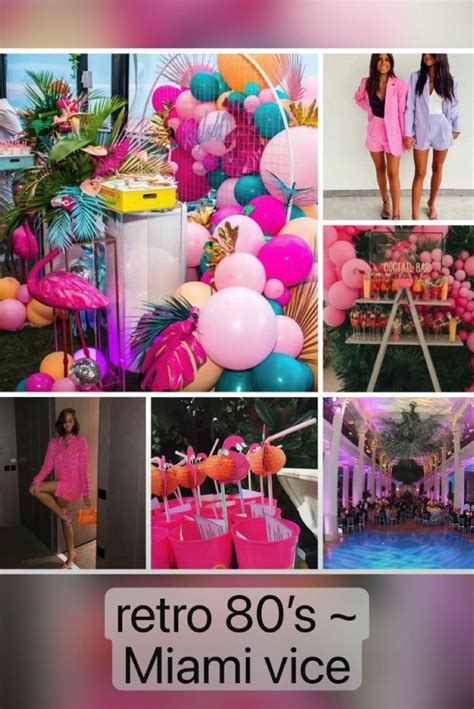 Bachelorette party theme idea retro 80s miami vice themed party flamingos neon #bachelorette # ...