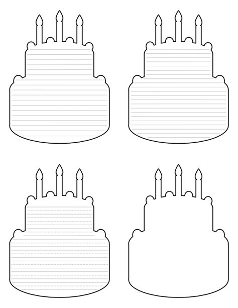 Free Printable Birthday Cake-Shaped Writing Templates