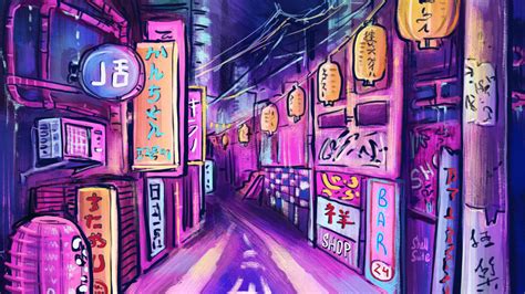 Purple Neon Lights Tokyo Desktop Wallpapers - Wallpaper Cave