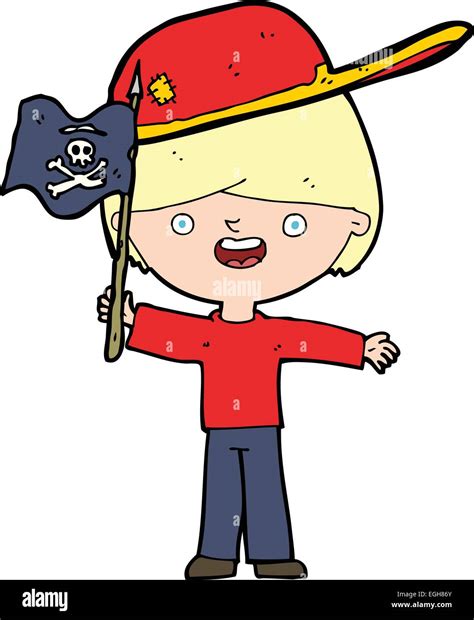 cartoon boy waving pirate flag Stock Vector Image & Art - Alamy