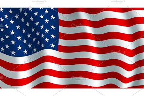 Vector flag of USA. American national symbol | Custom-Designed Illustrations ~ Creative Market