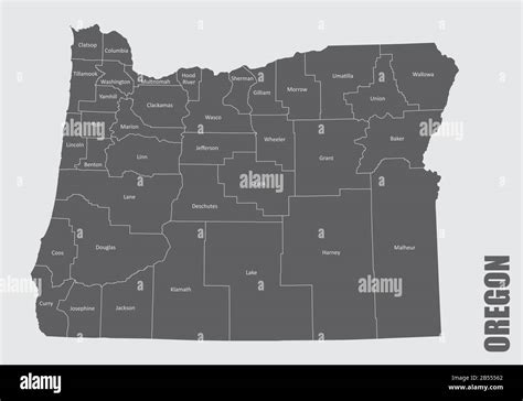 Oregon State counties map Stock Vector Image & Art - Alamy