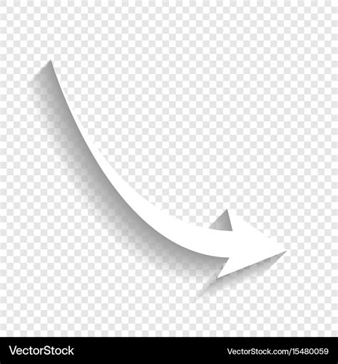 Declining arrow sign white icon with soft Vector Image