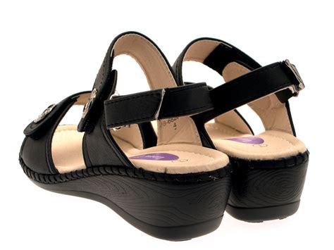 WOMENS COMFORT WIDE LOW WEDGE VELCRO STRAPS SHOES SANDALS LADIES SIZE UK 3 - 8 | eBay