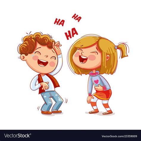 Children laugh fun funny cartoon character vector image on VectorStock ...