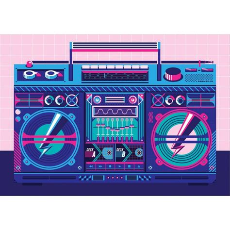 Heres my illustration of a Boombox. I really like the look of over the top 80s /90s audio ...