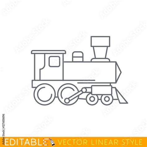 Steam locomotive icon. Editable outline sketch. Stock vector ...