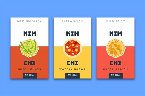 Free Vector | Kimchi label collection design template