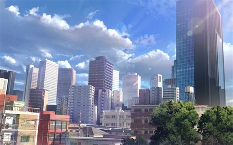 Anime Landscape, City, Buildings, Realistic - City Landscape Anime - 1920x1200 Wallpaper - teahub.io