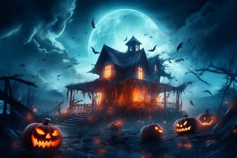 Haunted house on halloween celebration concept. Spooky house halloween ...