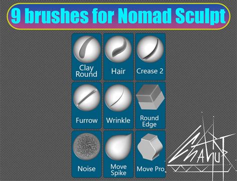 9 brushes for Nomad Sculpt