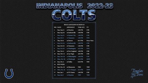 2022-2023 Indianapolis Colts Wallpaper Schedule